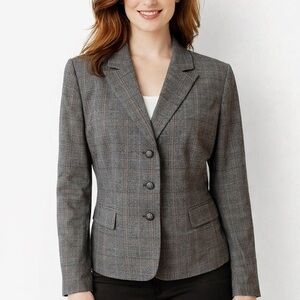 Tahari Arthur S. Levine Gray Plaid Blazer 10 Pink Lined Tailored Work Jacket